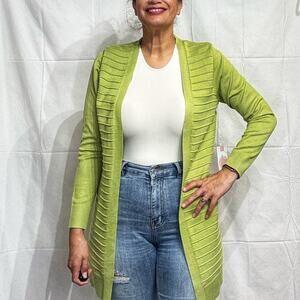 Lovecode Chartreuse Open Front Cardigan Sz M NWT